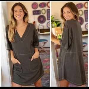 NWT Natural Life Charlie Cotton V-Neck Mini Dress Loungewear Oversized 
Large